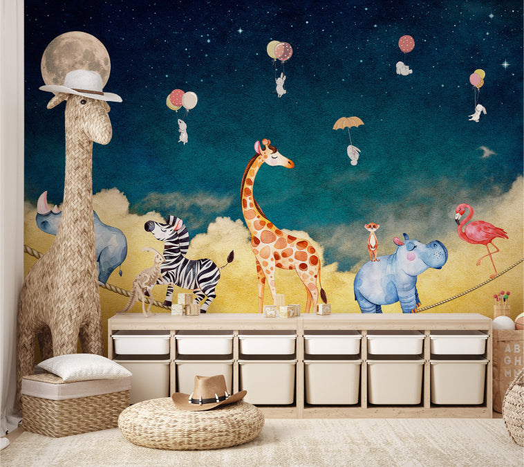 Night Sky Safari Wall Mural