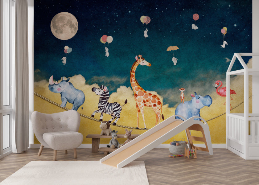 Night Sky Safari Wall Mural