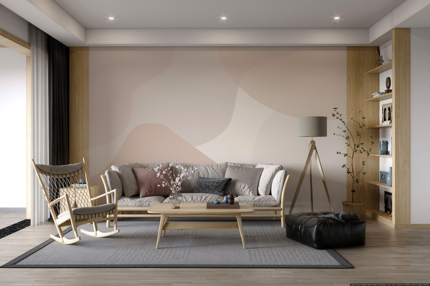 Beige Abstract Shapes Wallpaper Mural