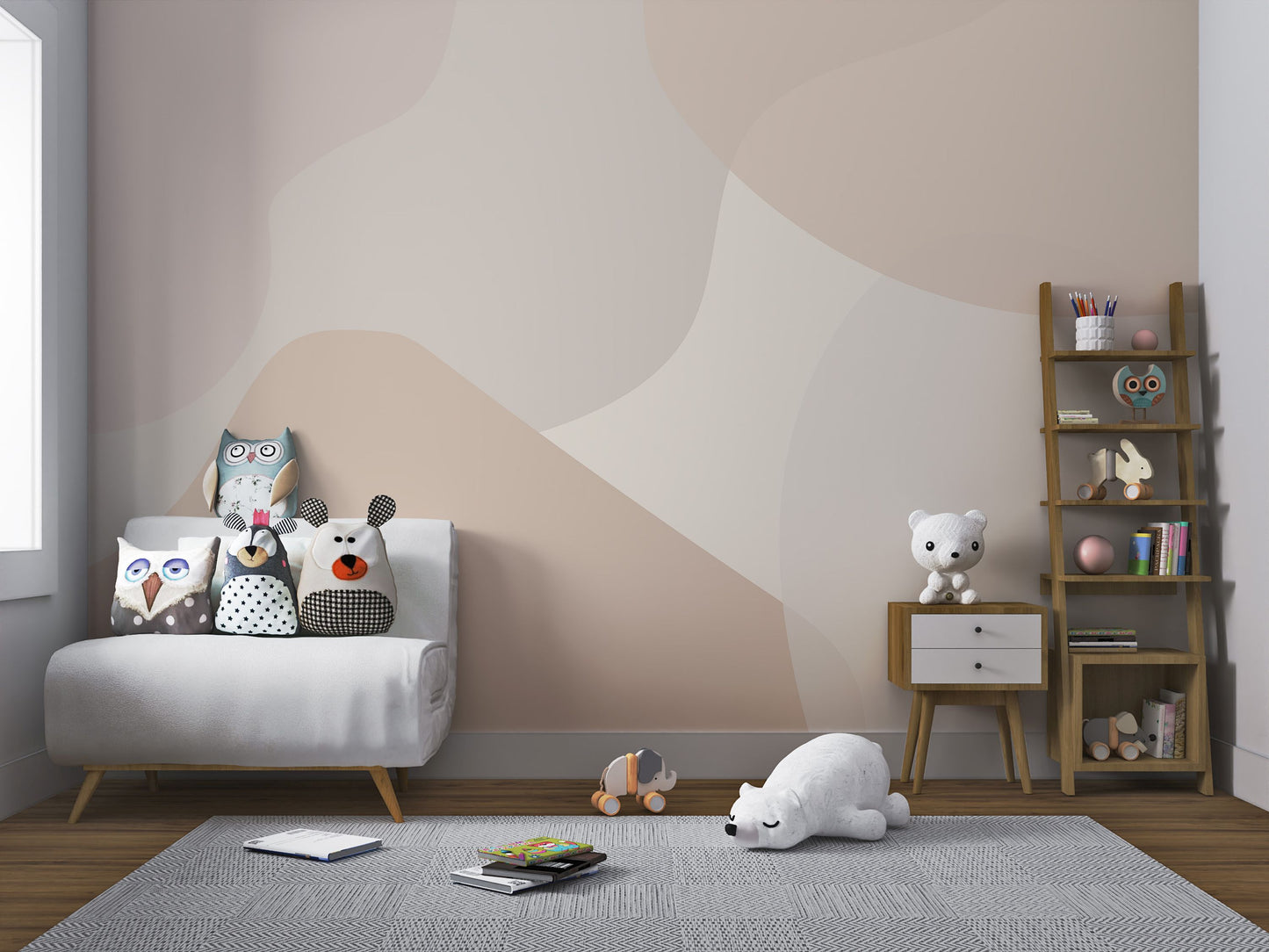 Beige Abstract Shapes Wallpaper Mural