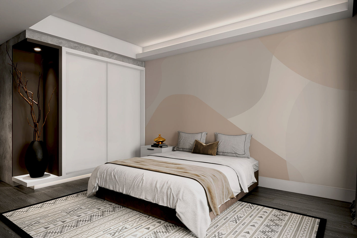 Beige Abstract Shapes Wallpaper Mural