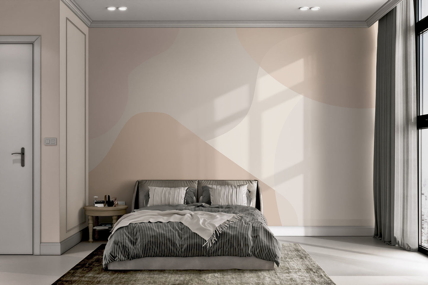 Beige Abstract Shapes Wallpaper Mural