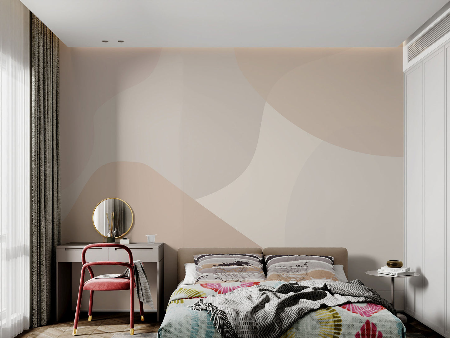 Beige Abstract Shapes Wallpaper Mural