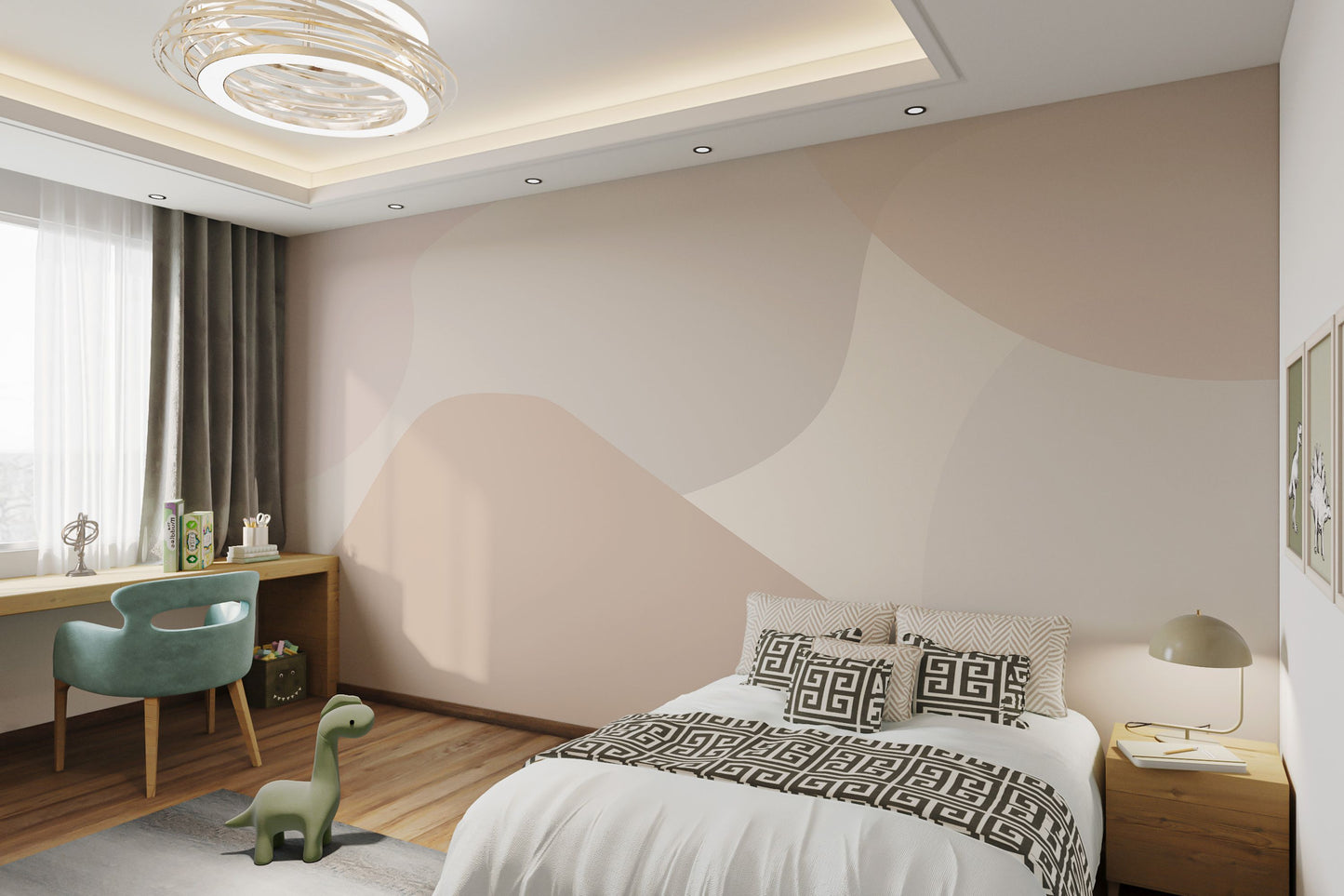 Beige Abstract Shapes Wallpaper Mural