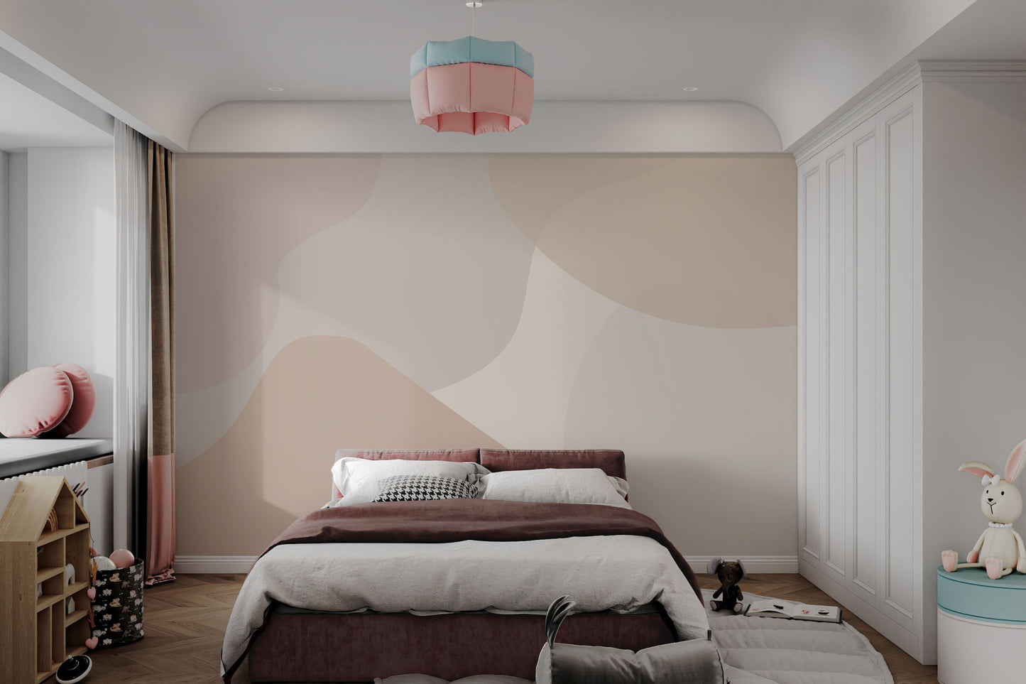 Beige Abstract Shapes Wallpaper Mural