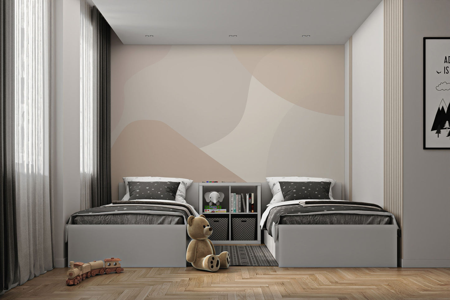 Beige Abstract Shapes Wallpaper Mural