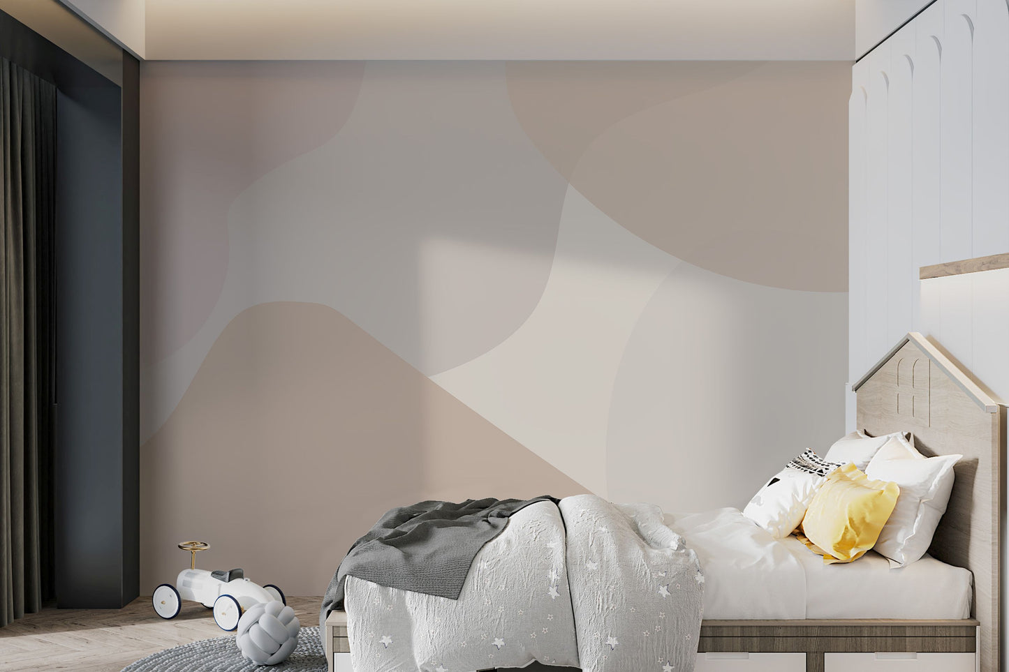 Beige Abstract Shapes Wallpaper Mural