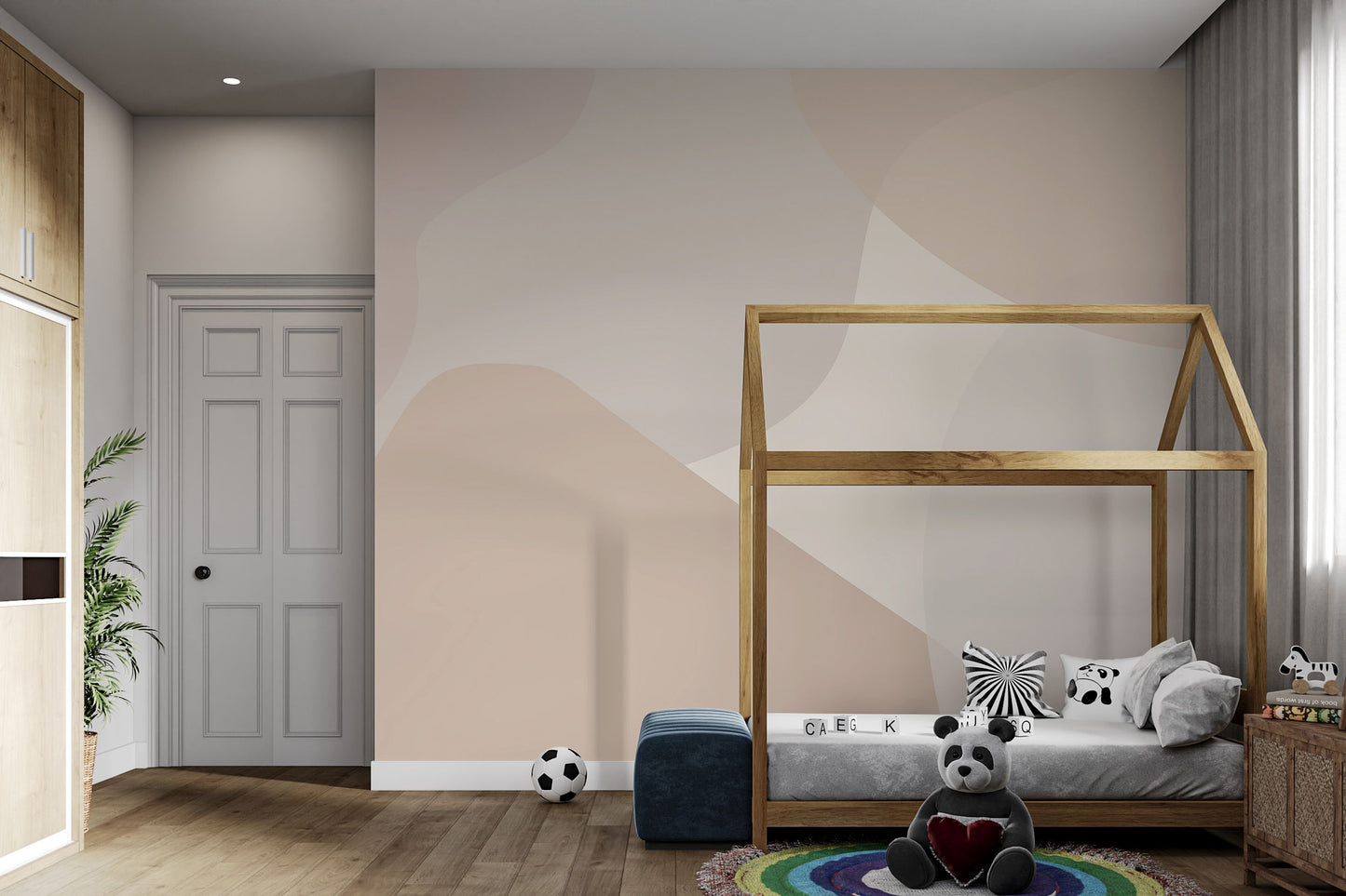 Beige Abstract Shapes Wallpaper Mural