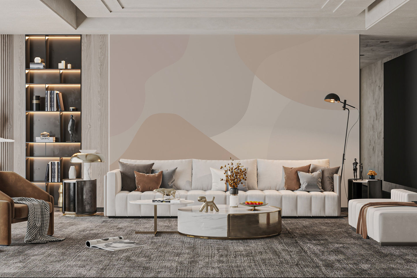 Beige Abstract Shapes Wallpaper Mural