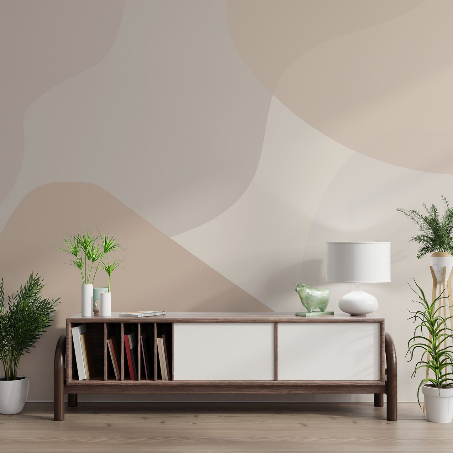 Beige Abstract Shapes Wallpaper Mural