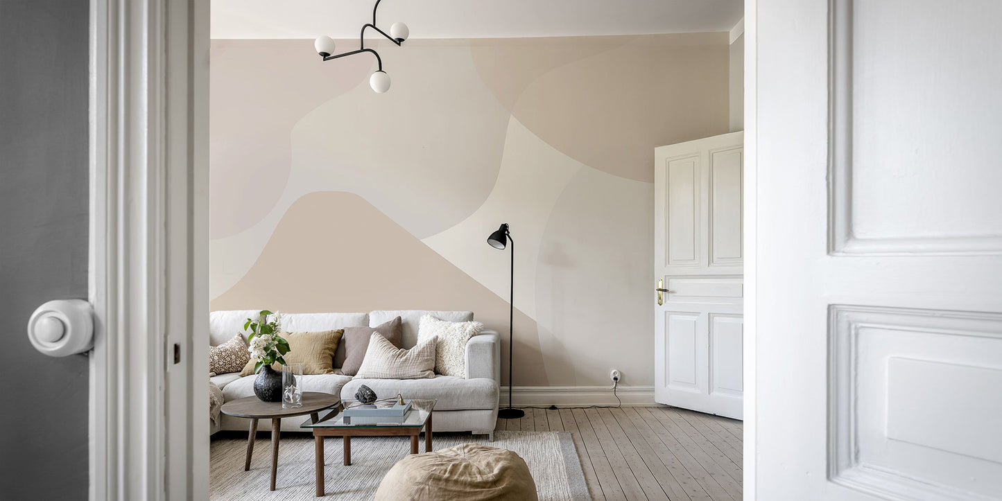 Beige Abstract Shapes Wallpaper Mural