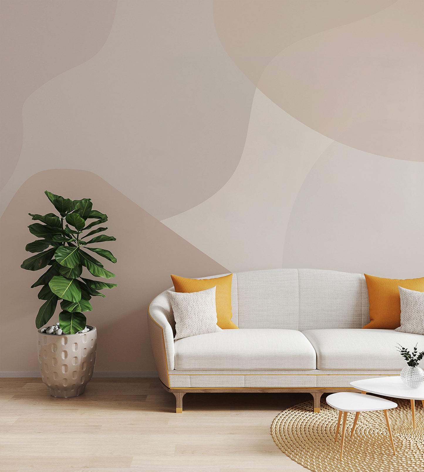 Beige Abstract Shapes Wallpaper Mural