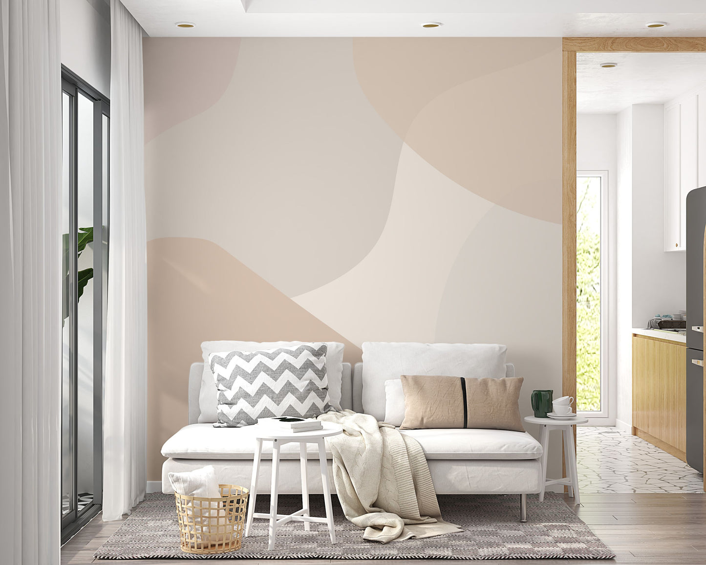 Beige Abstract Shapes Wallpaper Mural