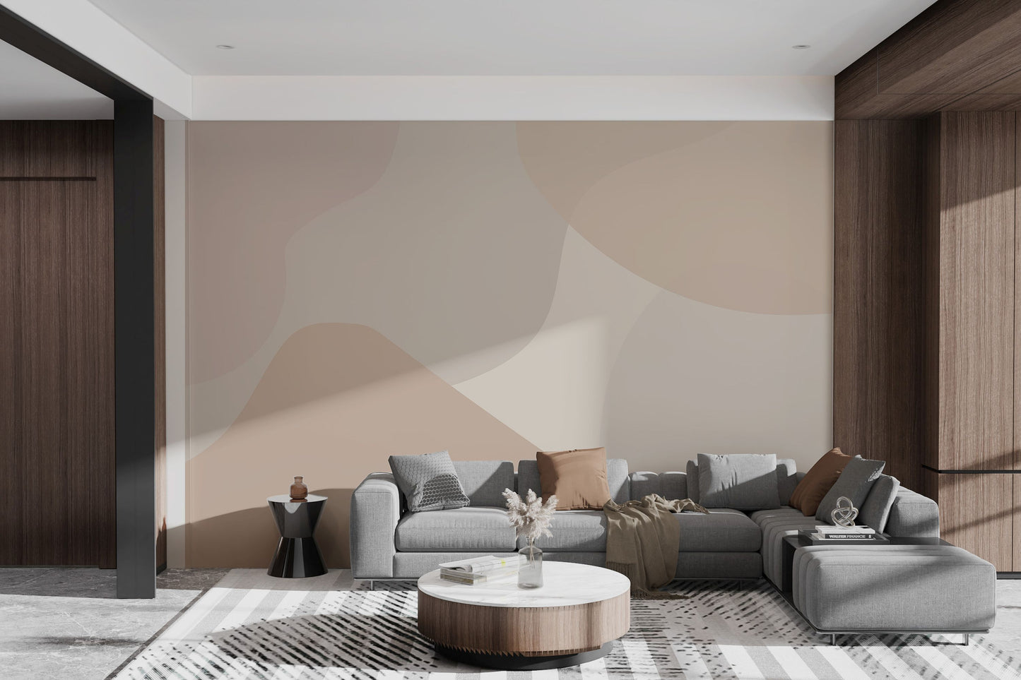 Beige Abstract Shapes Wallpaper Mural