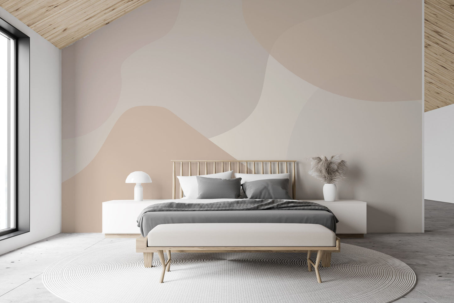 Beige Abstract Shapes Wallpaper Mural