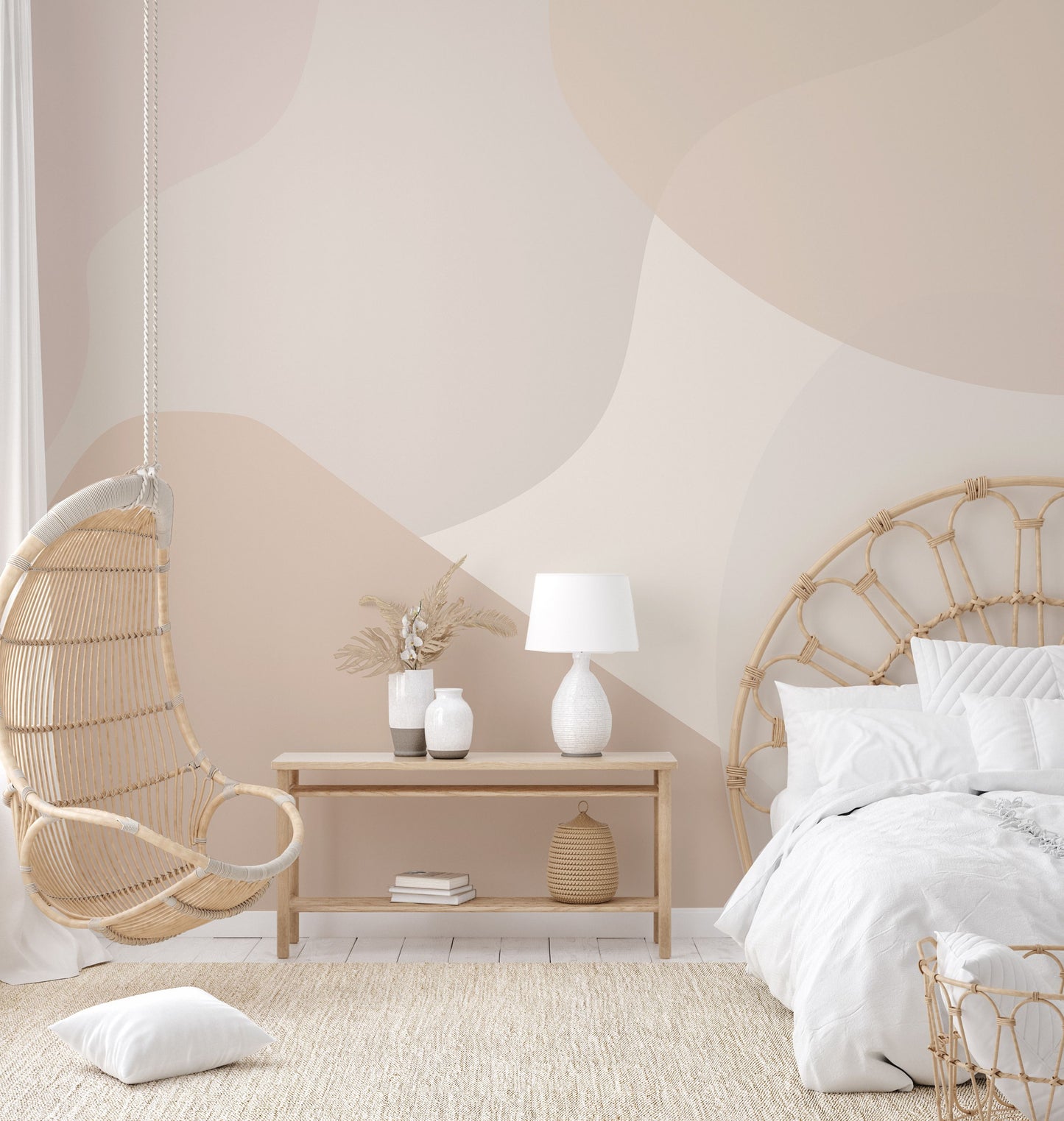 Beige Abstract Shapes Wallpaper Mural