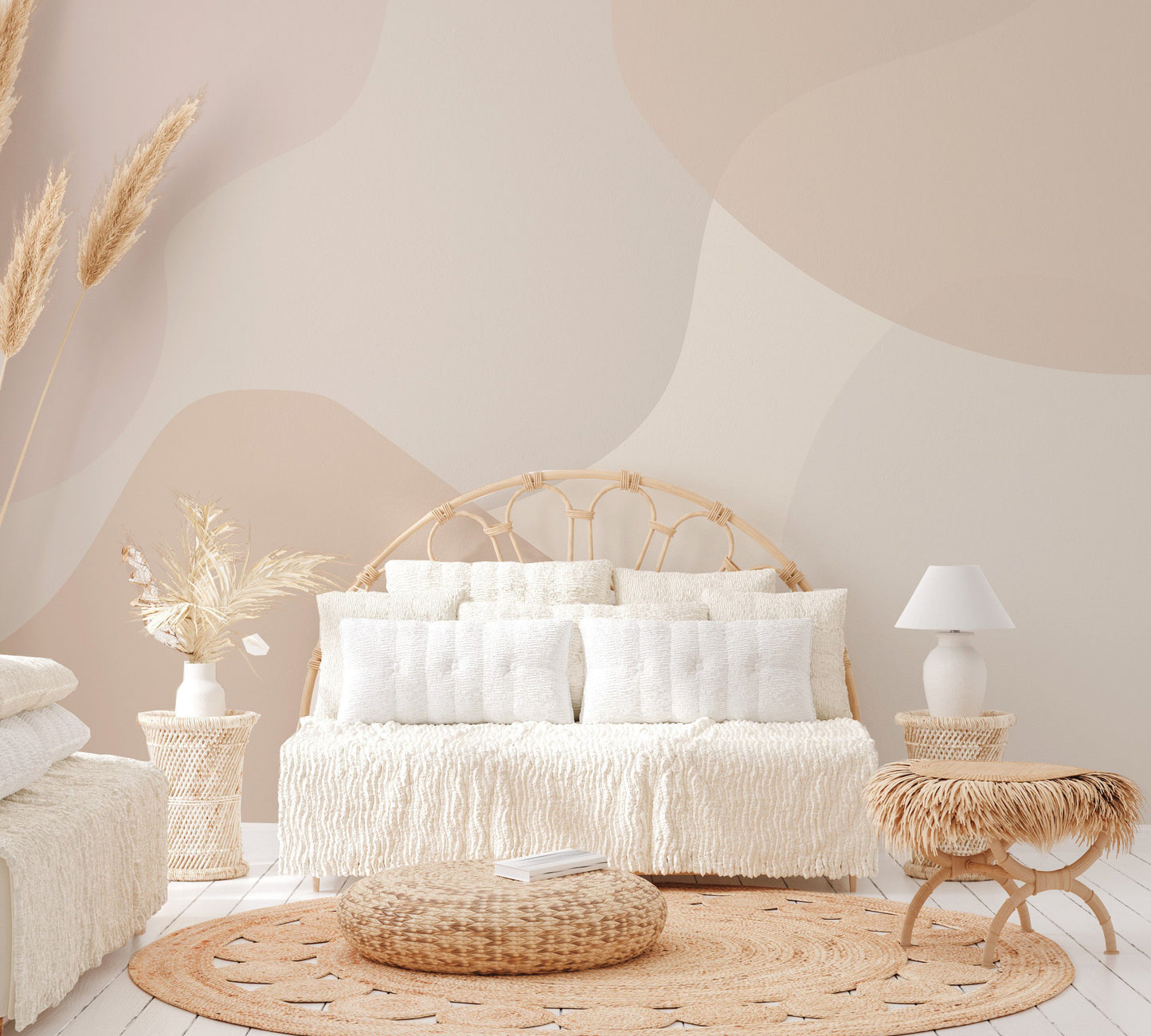 Beige Abstract Shapes Wallpaper Mural