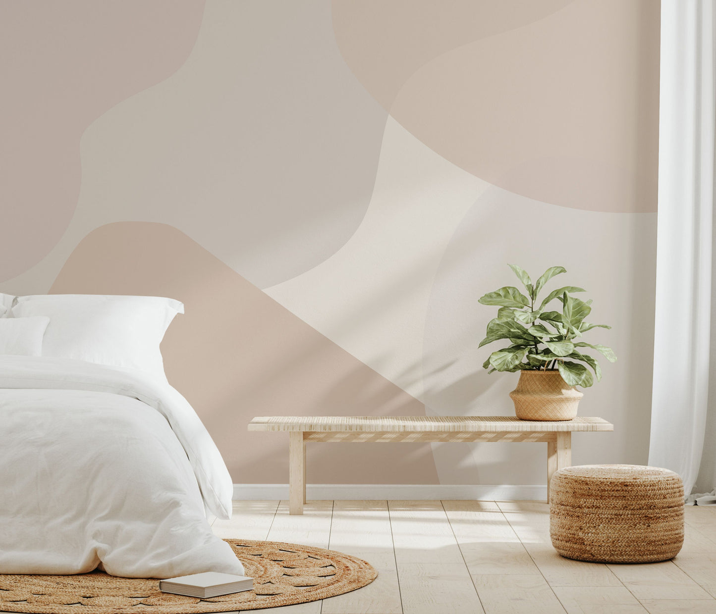 Beige Abstract Shapes Wallpaper Mural