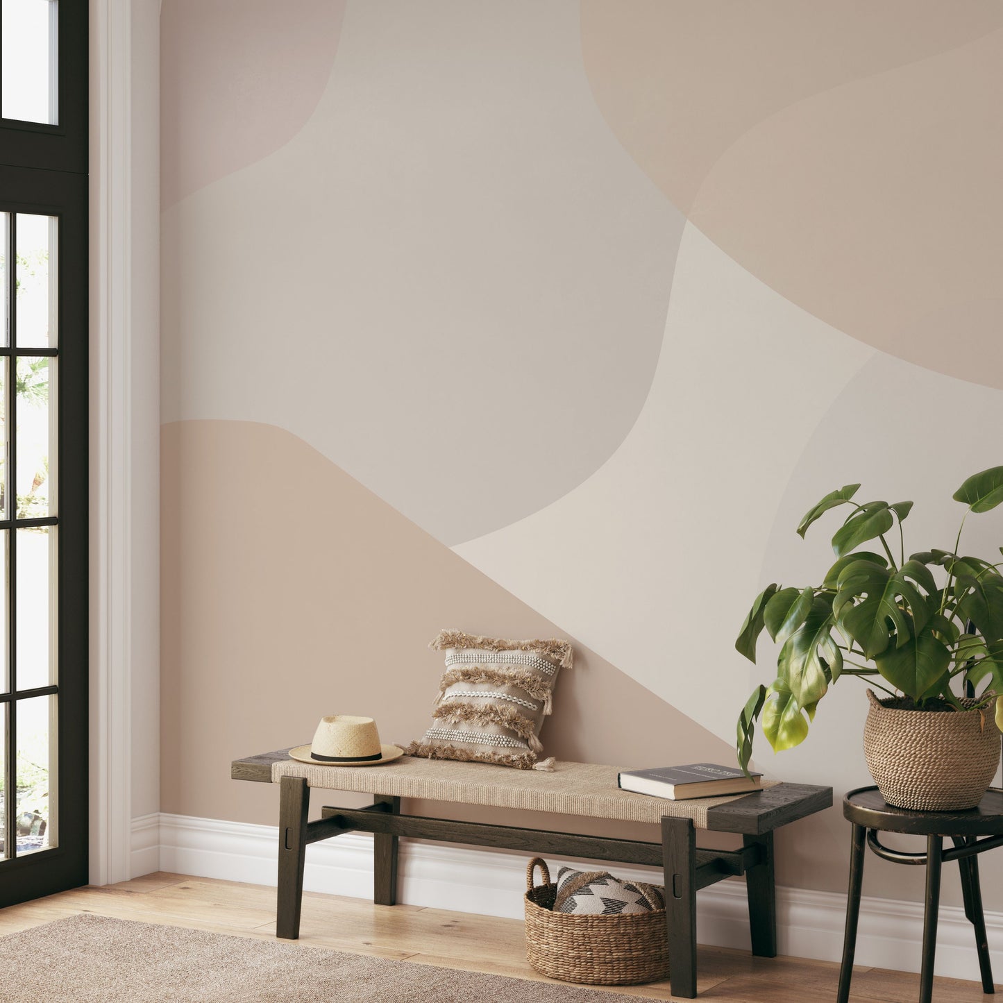 Beige Abstract Shapes Wallpaper Mural