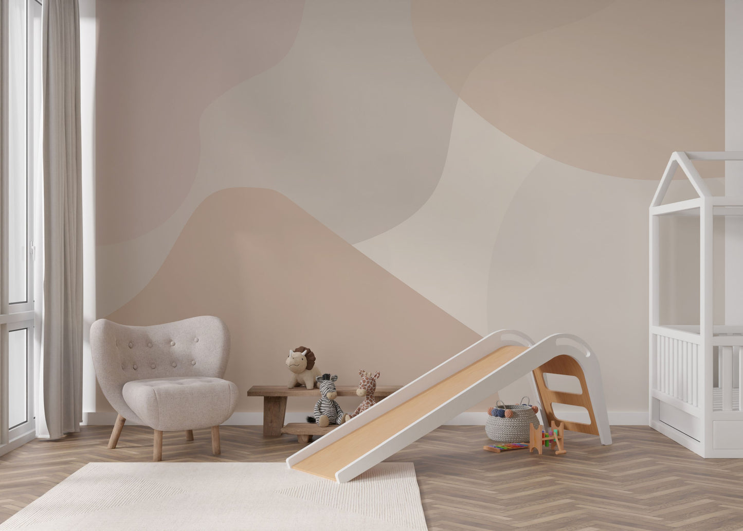 Beige Abstract Shapes Wallpaper Mural