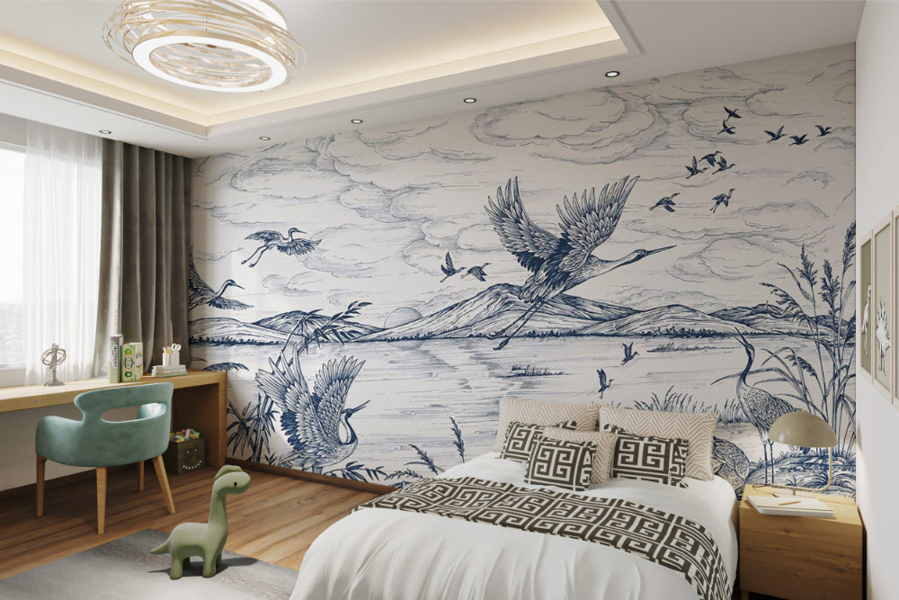 Flying Birds Lakeside Wall Mural