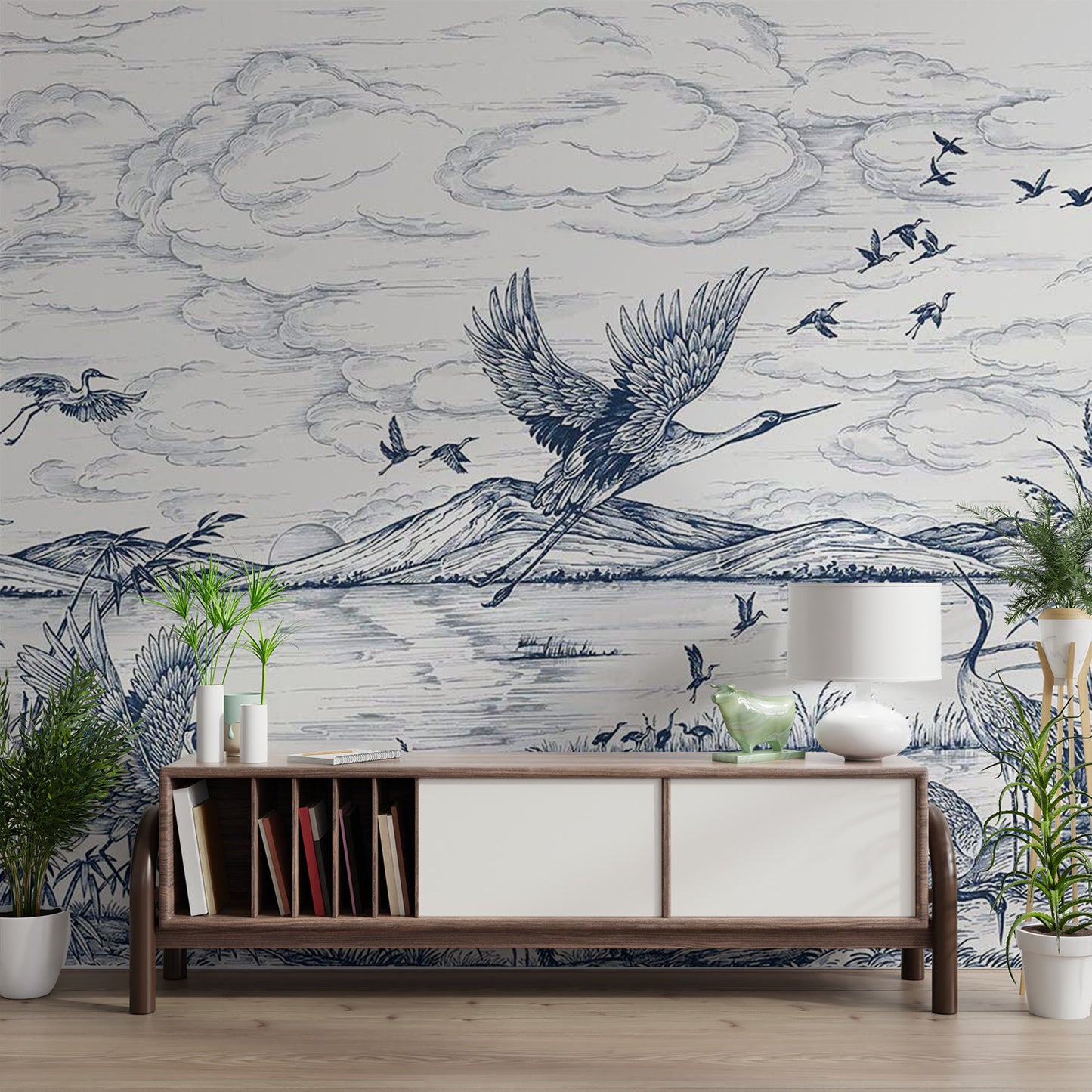 Flying Birds Lakeside Wall Mural