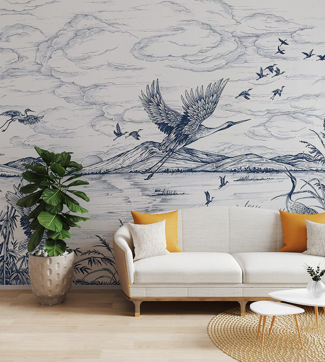 Flying Birds Lakeside Wall Mural