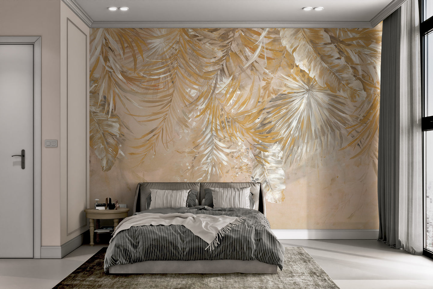 Golden Palm Leaves Wallpaper Mural