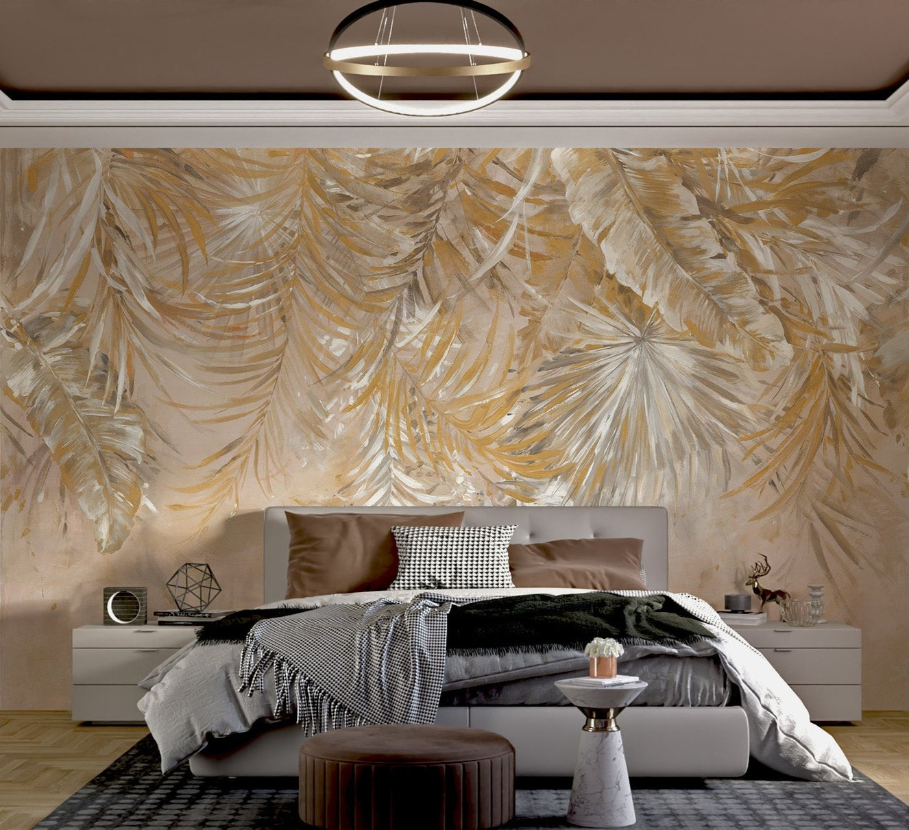 Golden Palm Leaves Wallpaper Mural