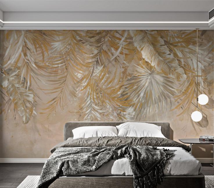 Golden Palm Leaves Wallpaper Mural