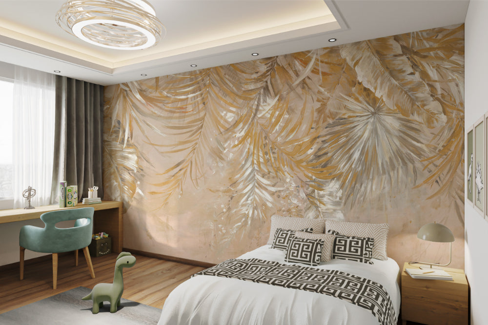 Golden Palm Leaves Wallpaper Mural