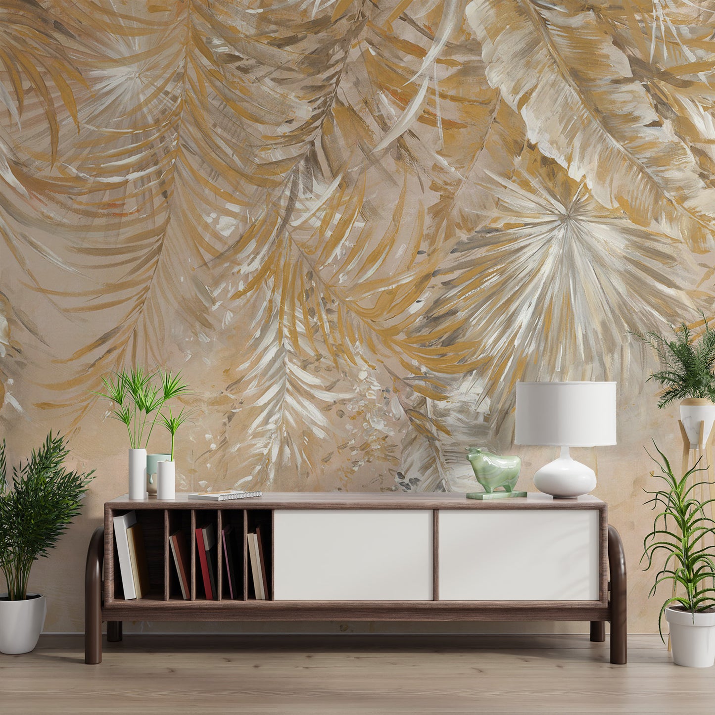 Golden Palm Leaves Wallpaper Mural