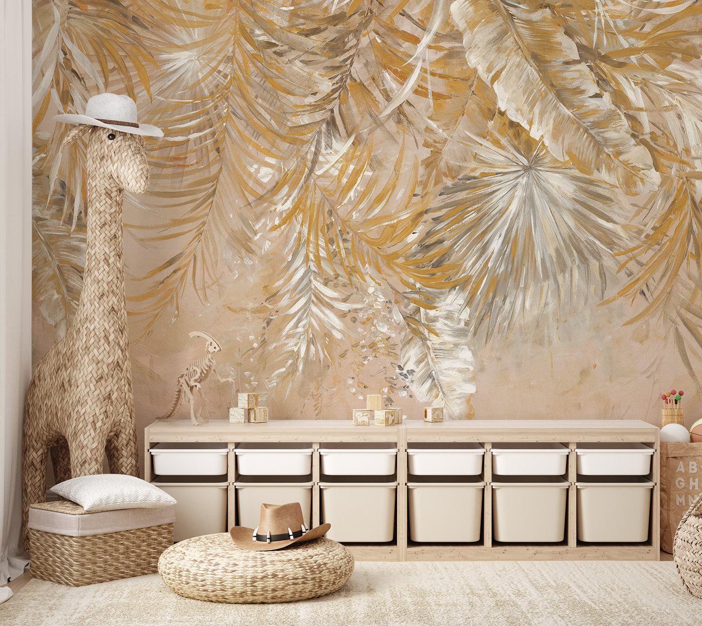 Golden Palm Leaves Wallpaper Mural