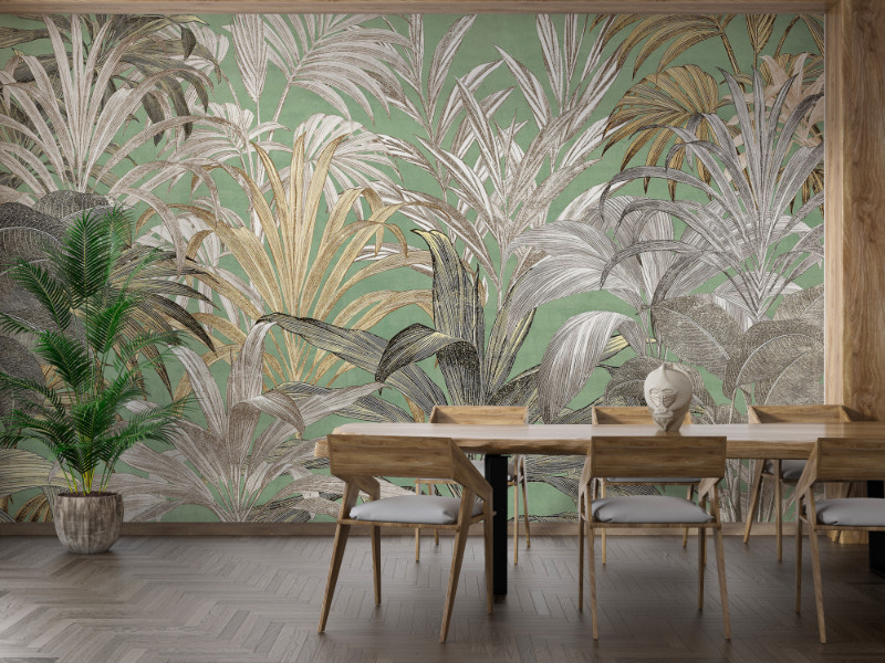 Golden Palm Forest Wallpaper Mural