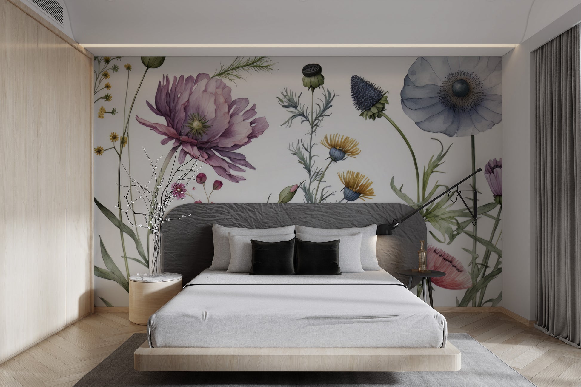 Soft pastel floral mural with nature-inspired beauty
