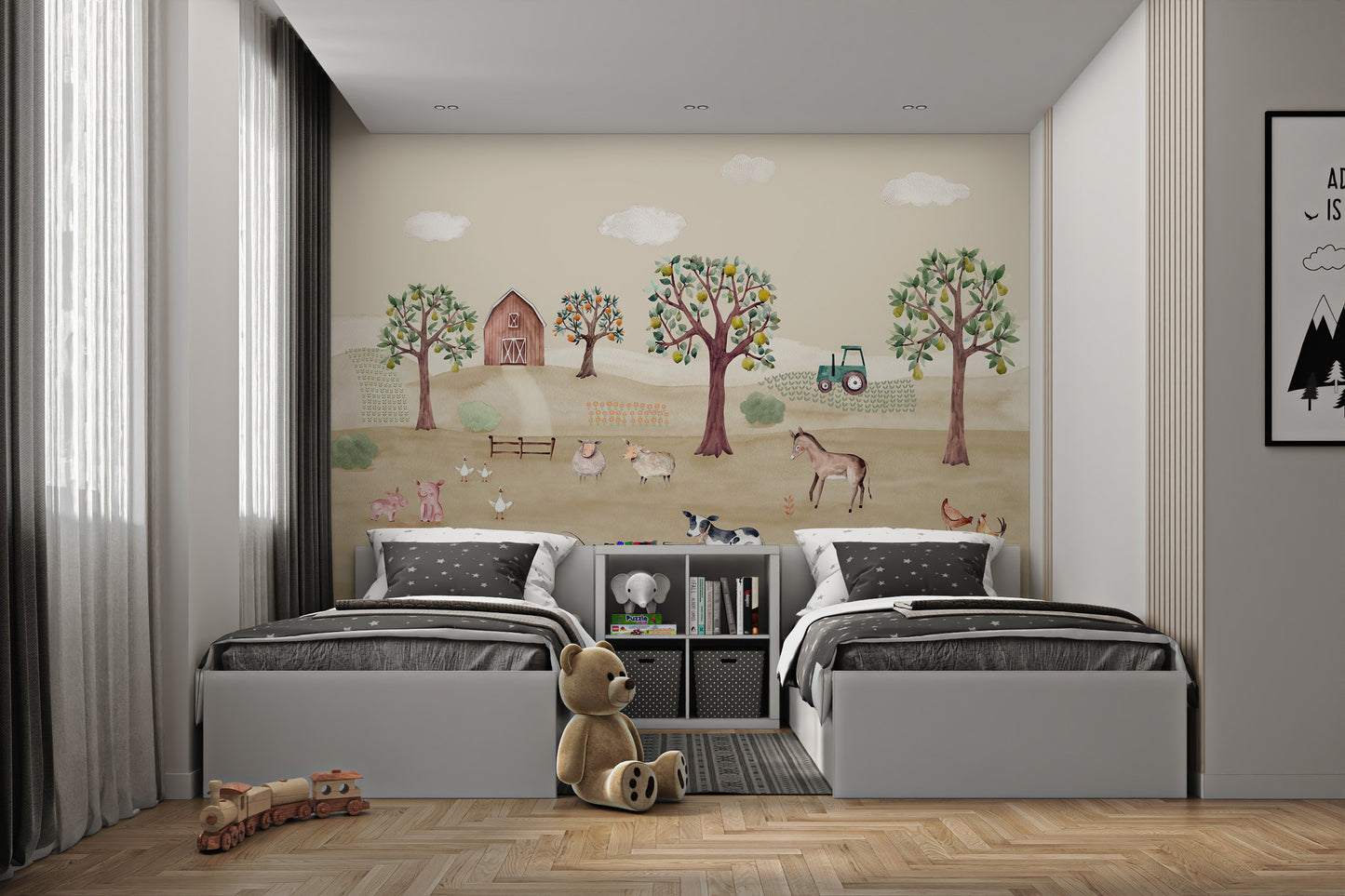 Rustic Barnyard Farm Wall Mural