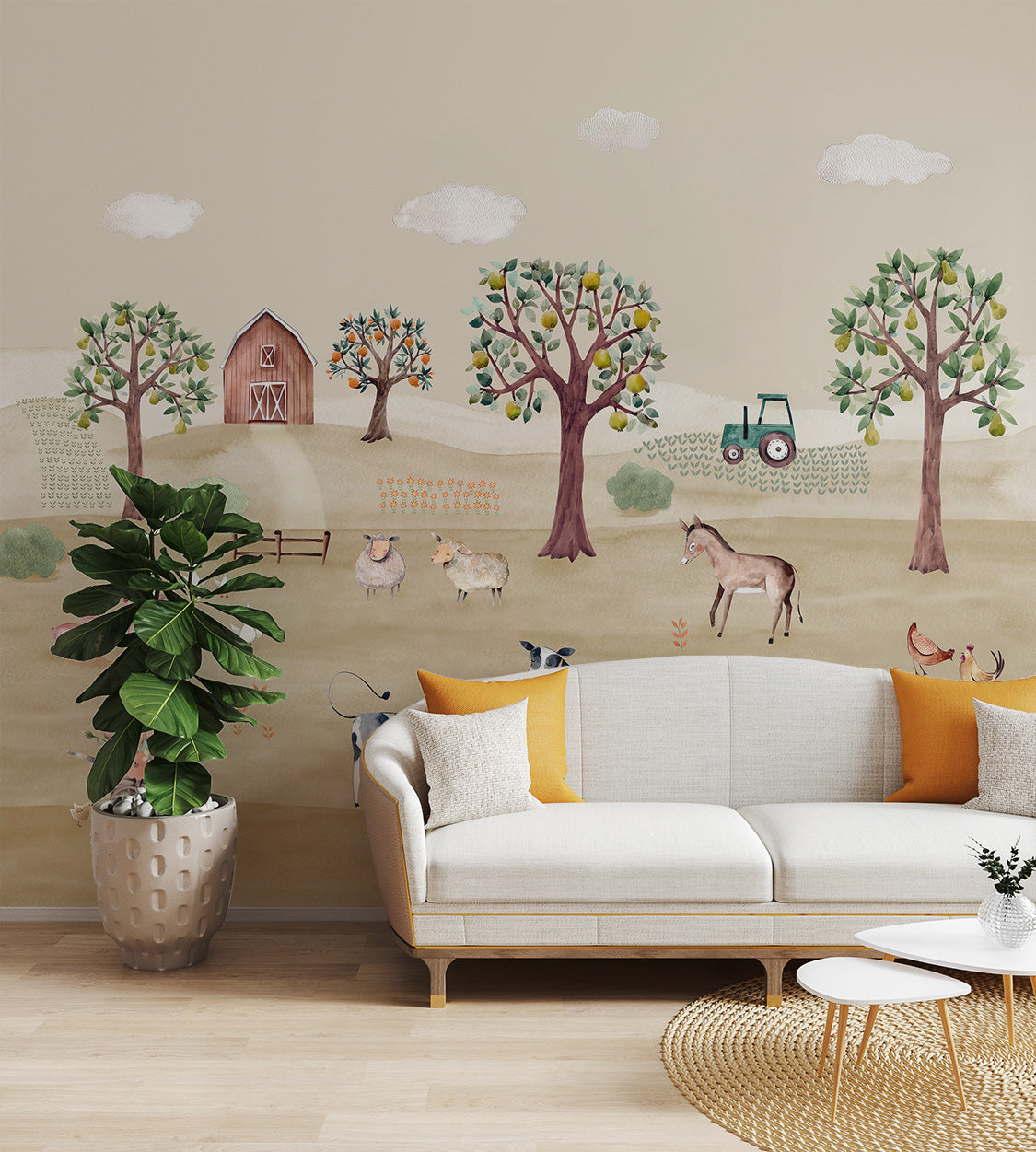 Rustic Barnyard Farm Wall Mural