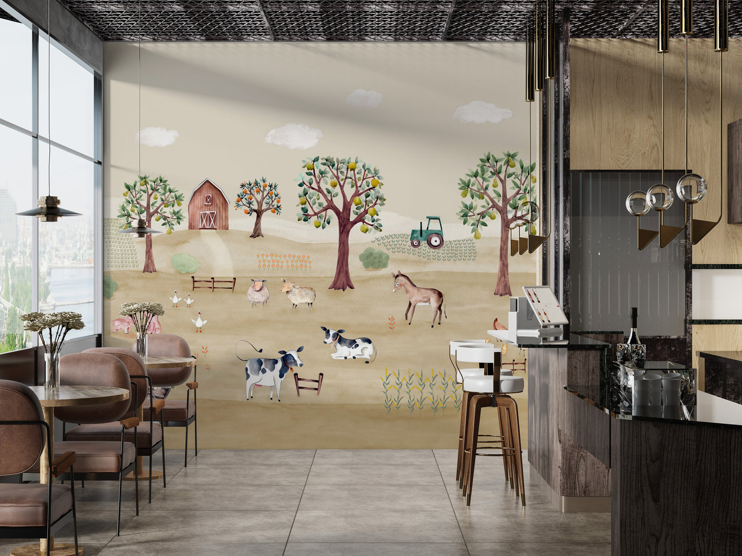 Rustic Barnyard Farm Wall Mural