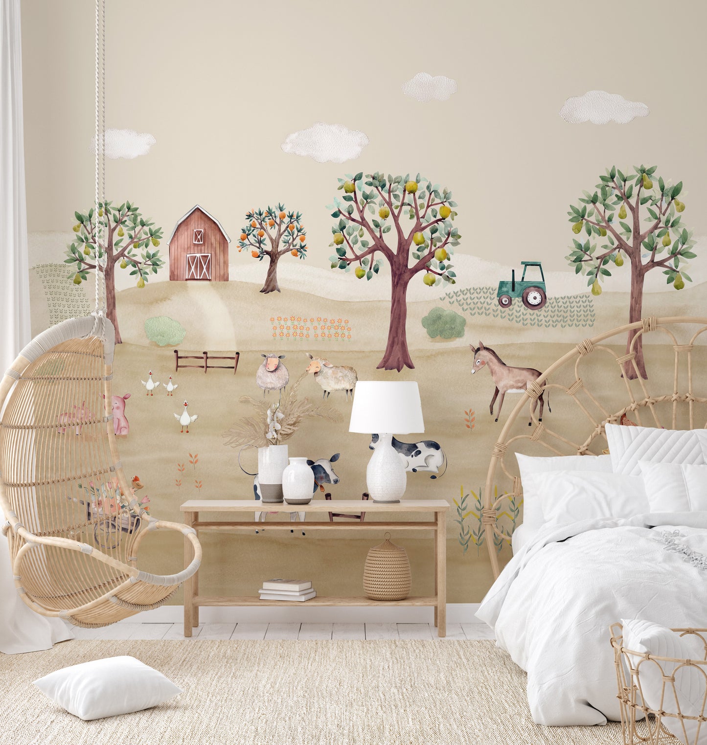 Rustic Barnyard Farm Wall Mural