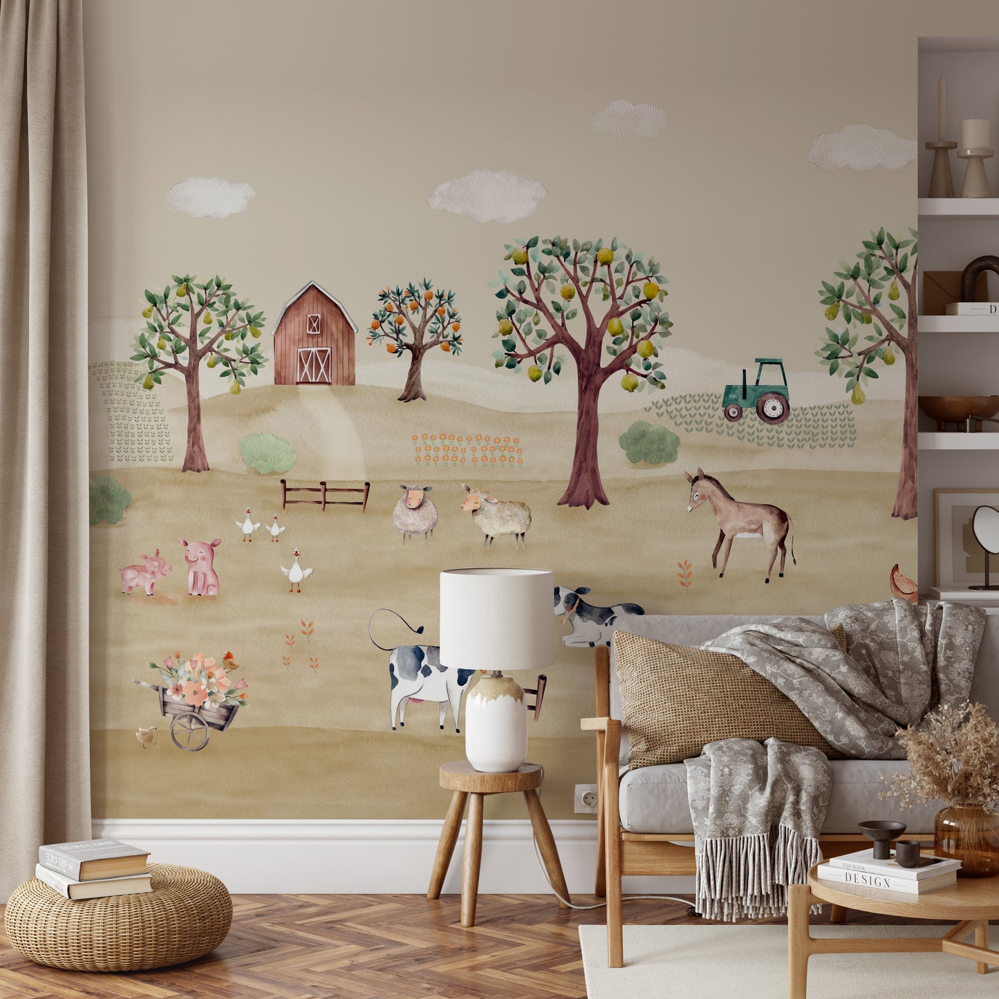 Rustic Barnyard Farm Wall Mural