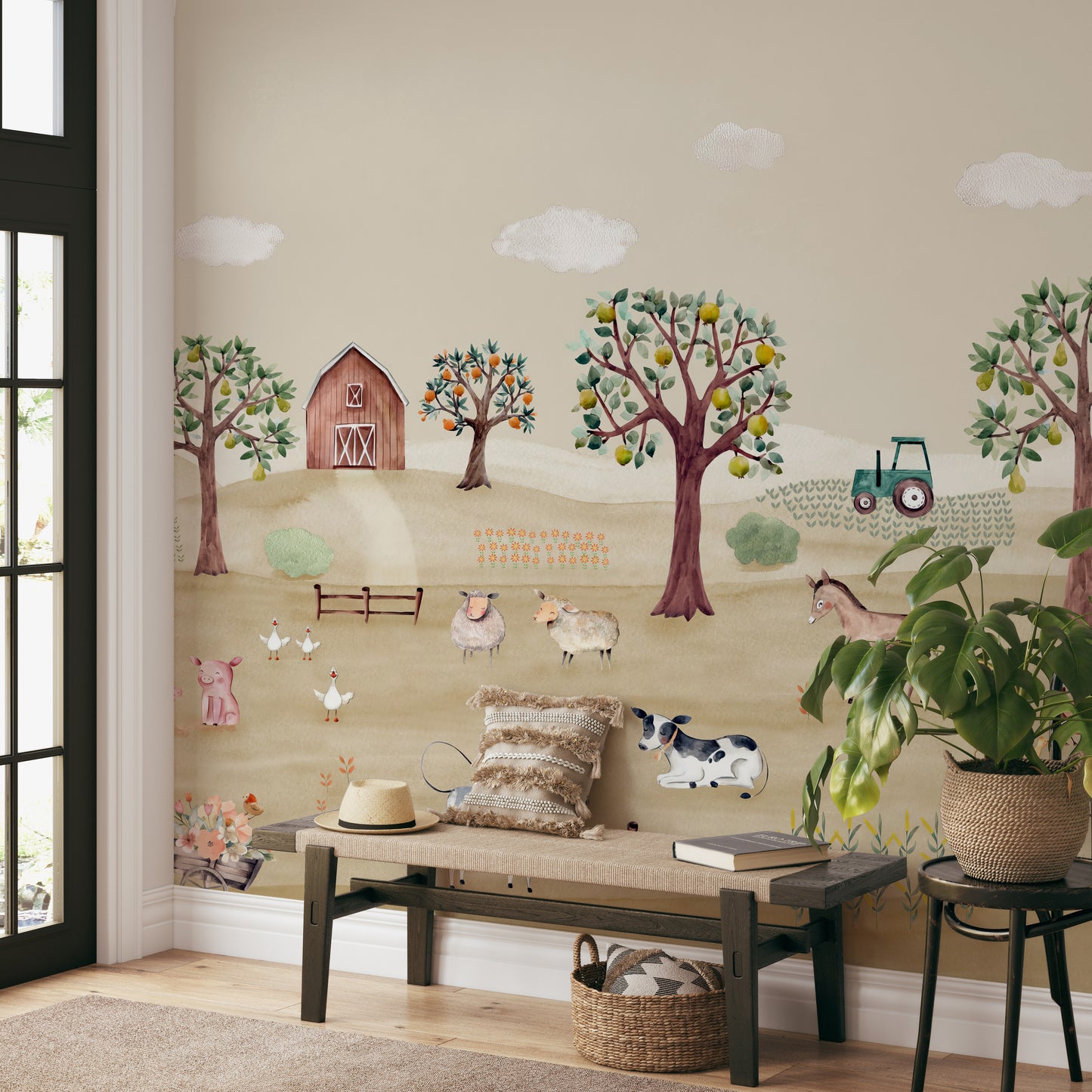 Rustic Barnyard Farm Wall Mural