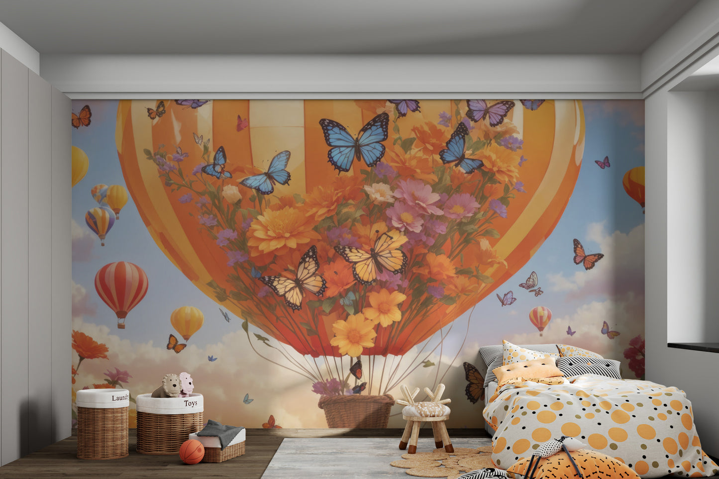 Floral Hot Air Balloon Wallpaper Mural