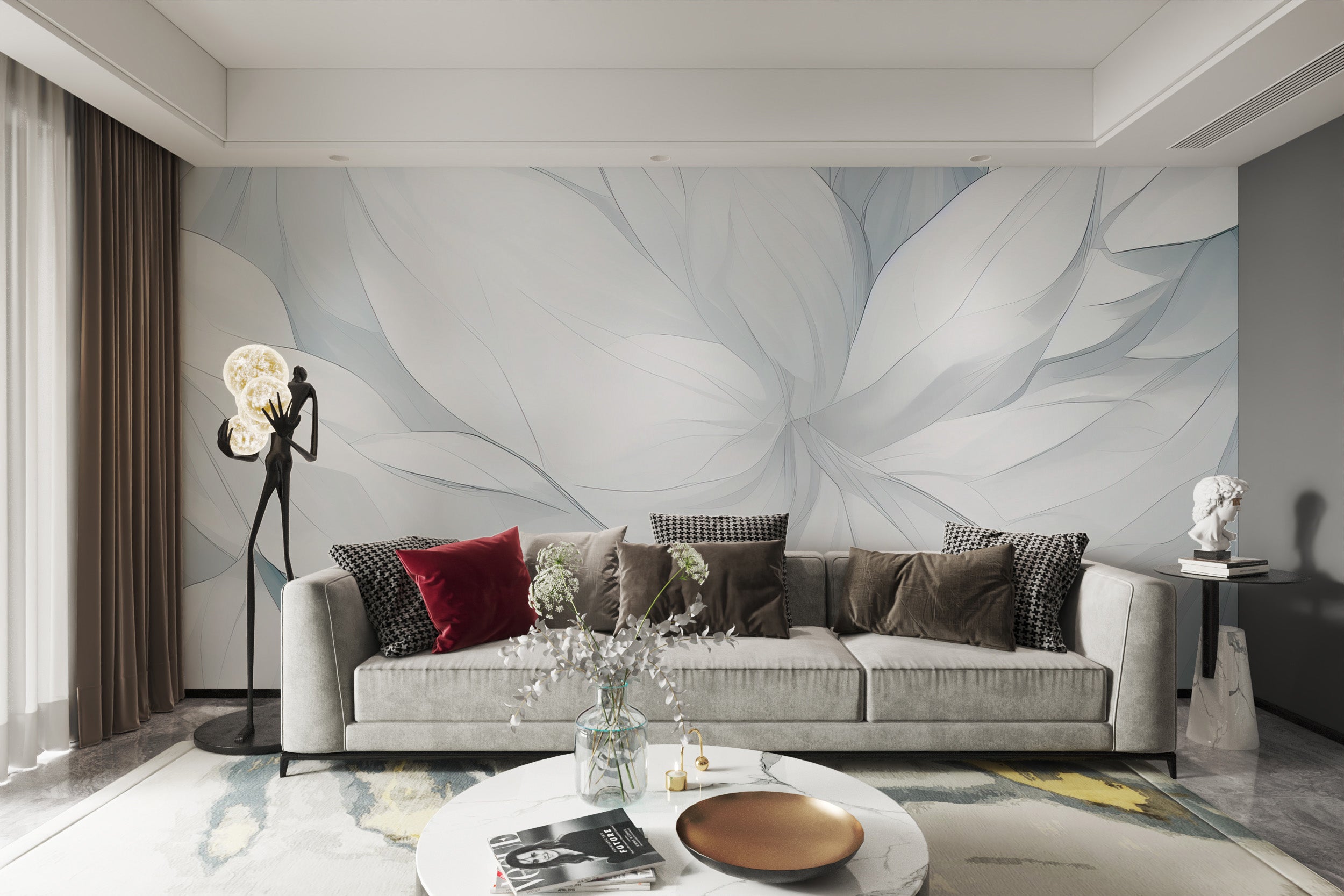 Large-scale floral wall art for elegant spaces
