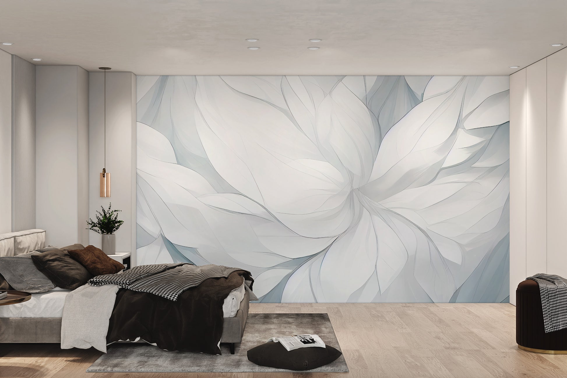 Contemporary botanical wallpaper with large petals
