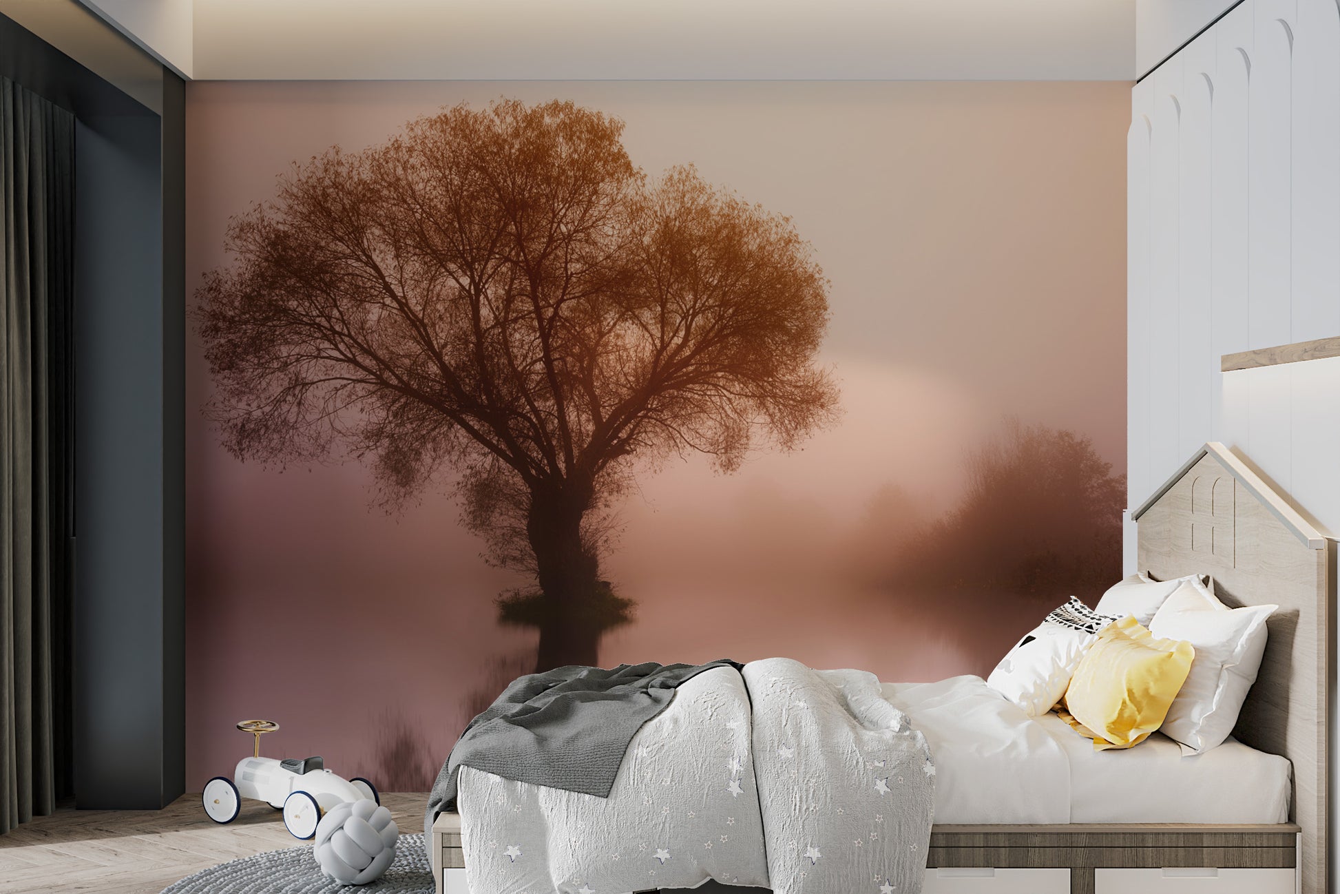 Ethereal nature wallpaper with warm pastel tones
