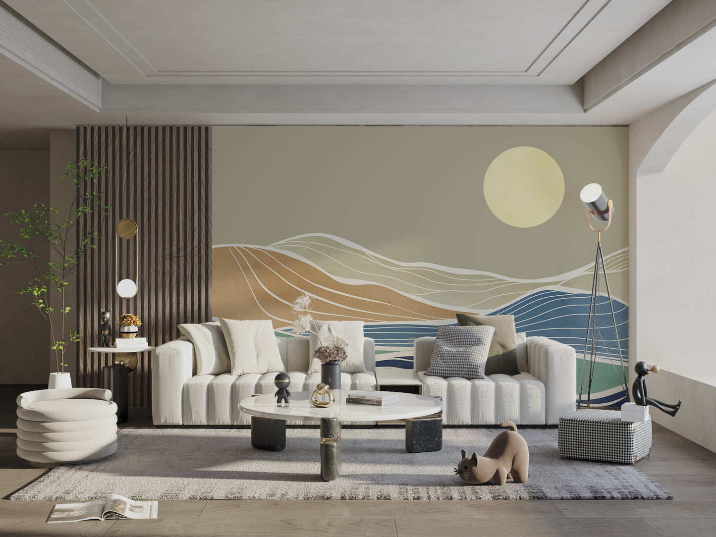 Scandinavian abstract wallpaper with neutral shades
