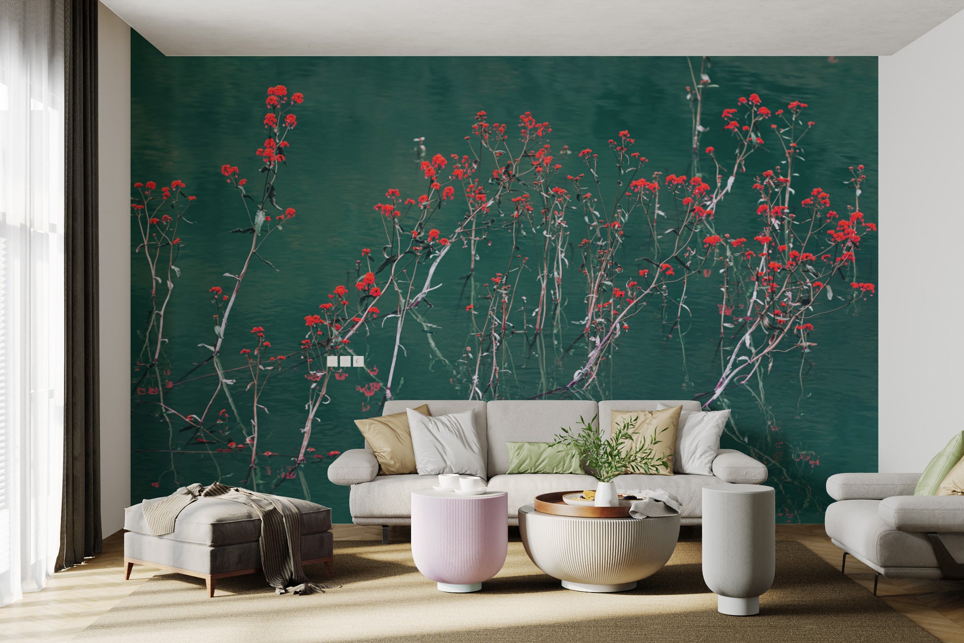 Serene nature wall mural with soft ripples
