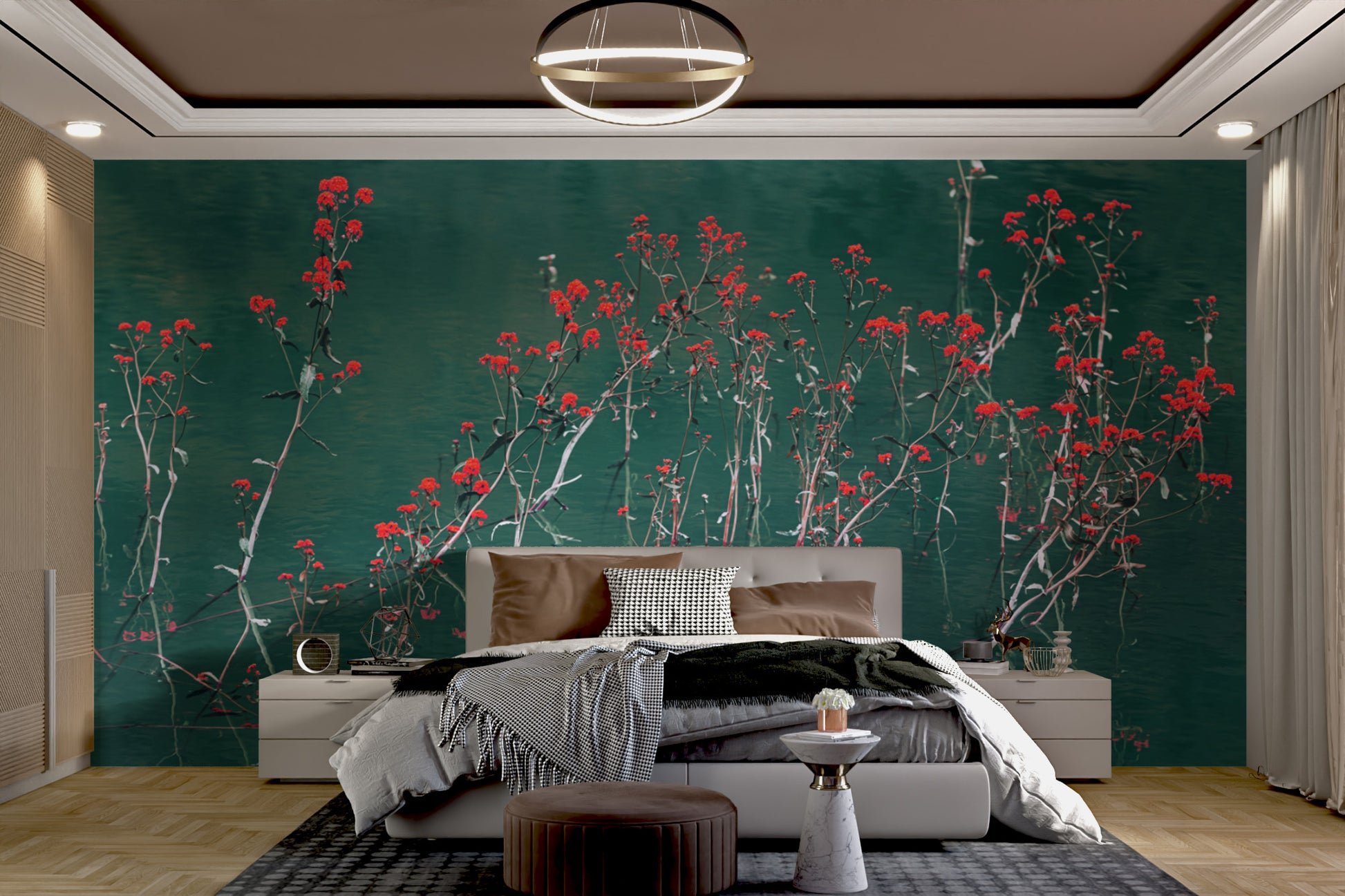 Elegant flower wall mural with delicate blossoms
