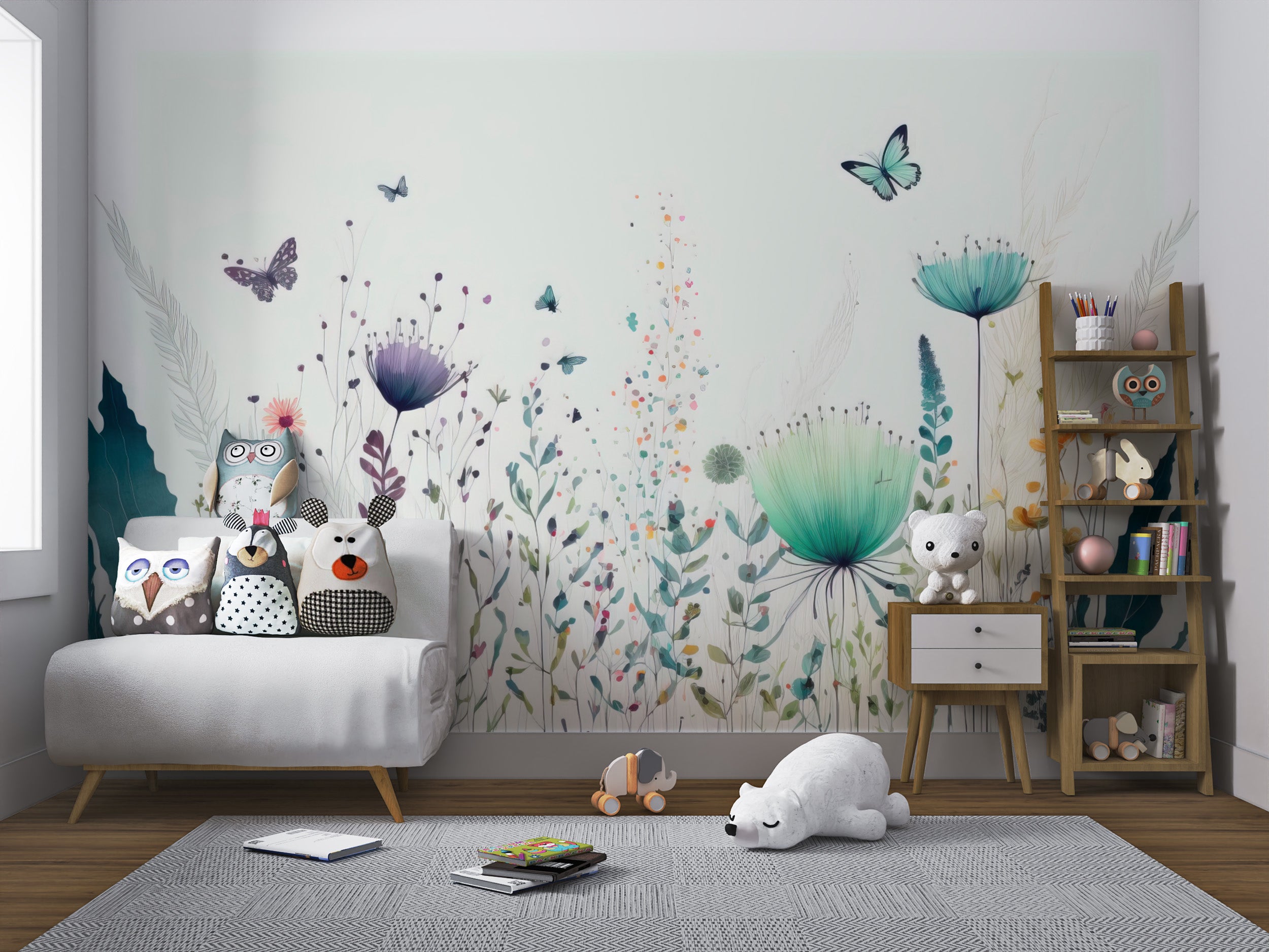 Watercolor wildflower wallpaper with pastel hues
