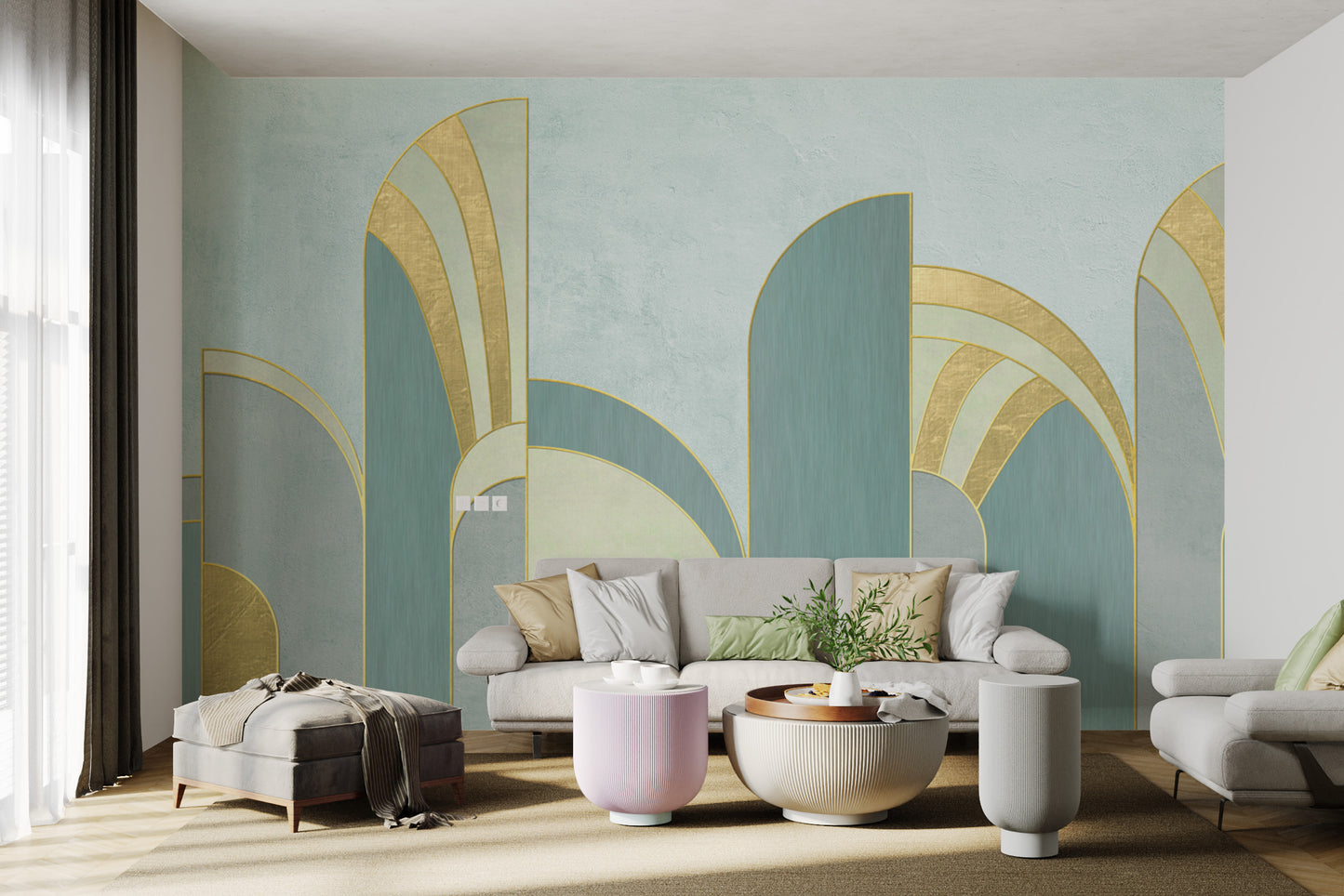 Contemporary golden foil wall mural
